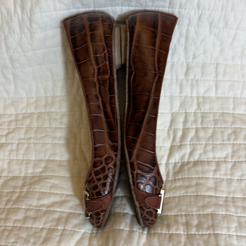 Elaine Turner Aligator look Flat Ballet Shoes w/ Leopard Buckle Sz 7.5 - Picture 7 of 8